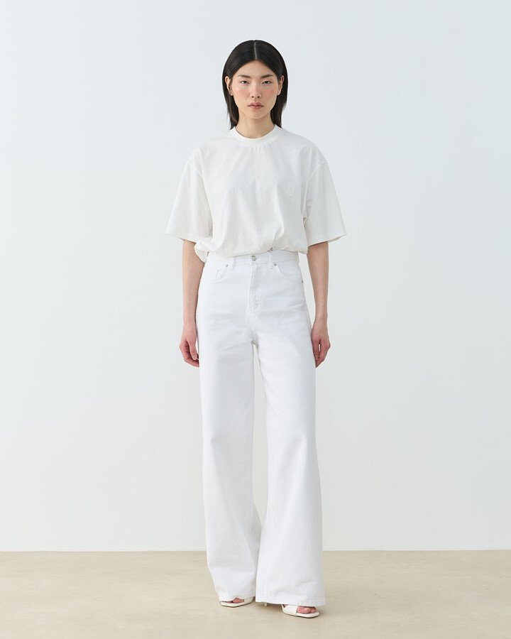 Baggy Fit Jean Beyaz