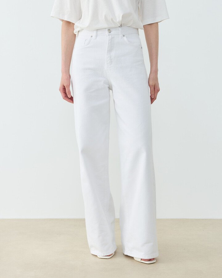 Baggy Fit Jean Beyaz