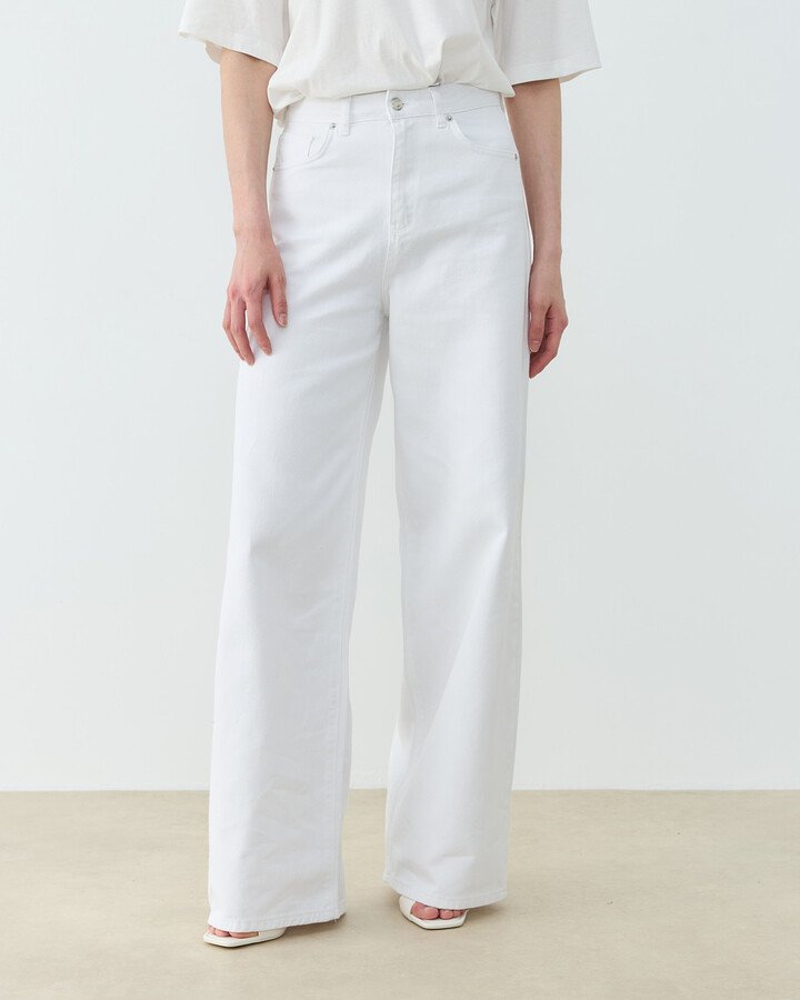 Baggy Fit Jean Beyaz