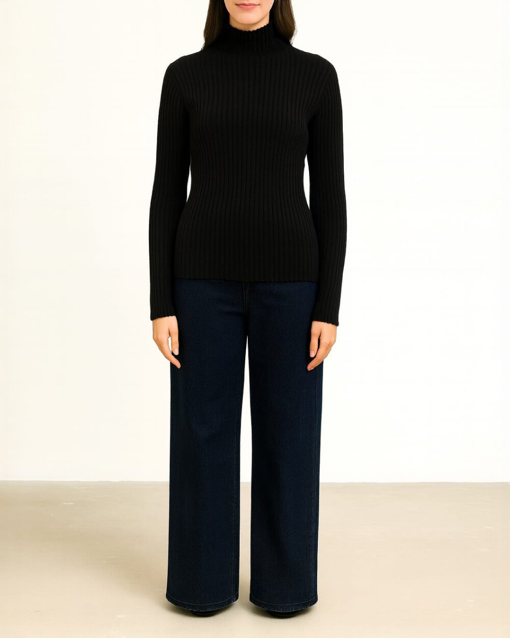 Balıkçı Yaka Fitilli Body Siyah - Aybikestil