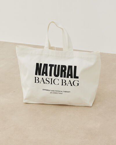 Baskılı Büyük Kanvas Shopper Çanta Ekru - Aybikestil (1)