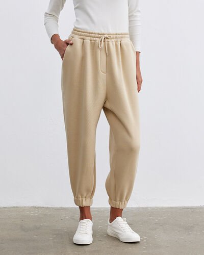 Şardonlu Relax Eşofman Altı Bej 