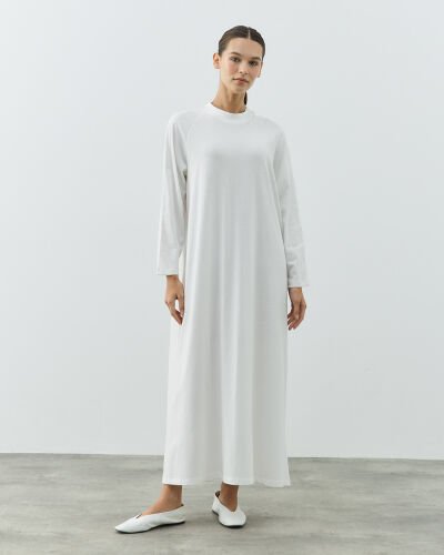 Uzun Kollu Elbise Astarı Beyaz 
