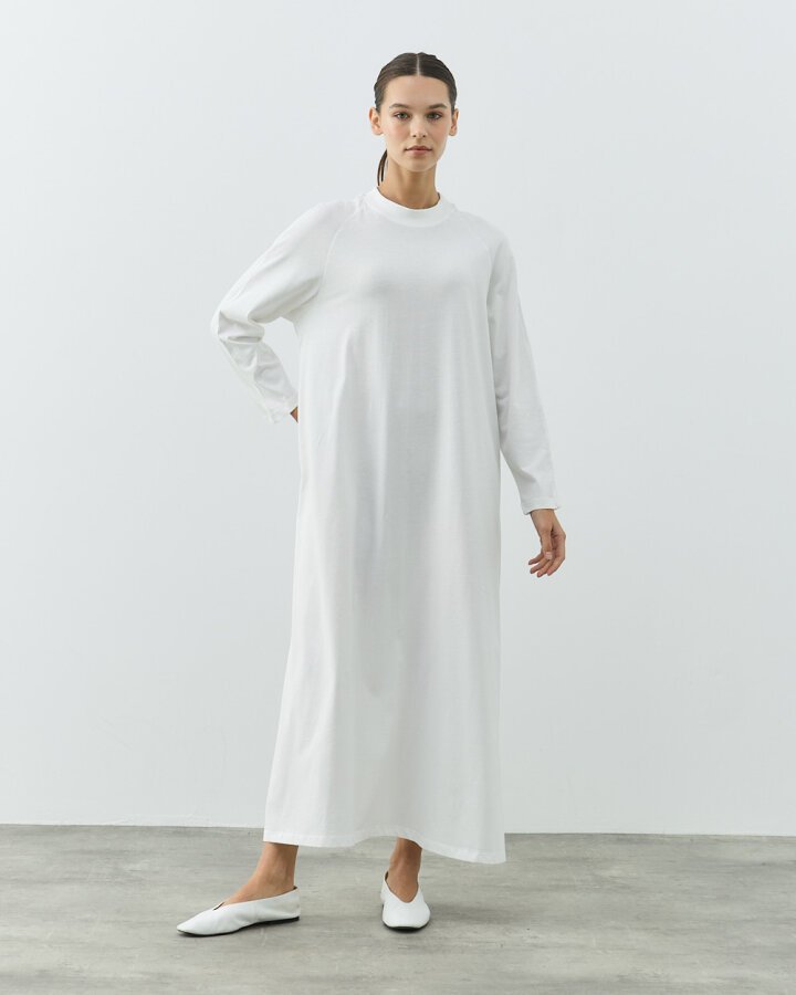 Uzun Kollu Elbise Astarı Beyaz - Aybikestil (1)