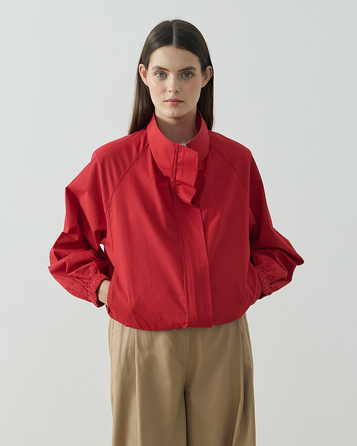Paper Gabardin Bomber Ceket Kırmızı - Aybikestil (1)