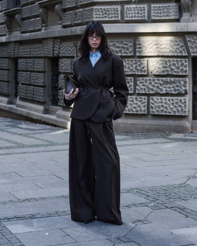 Çift Pileli Palazzo Pantolon Acı Kahve 