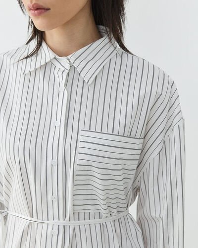 Çizgili Basic Must Gömlek Siyah-Beyaz Çift Çizgili - Aybikestil (1)