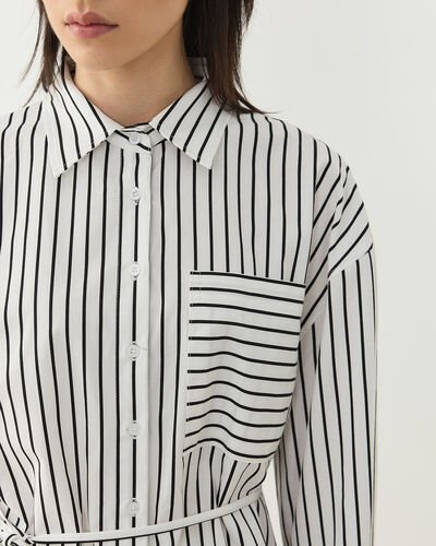 Çizgili Basic Must Gömlek Siyah-Beyaz Geniş Çizgili - Aybikestil (1)