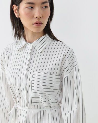 Çizgili Basic Must Gömlek Siyah-Beyaz İnce Çizgili - Aybikestil (1)