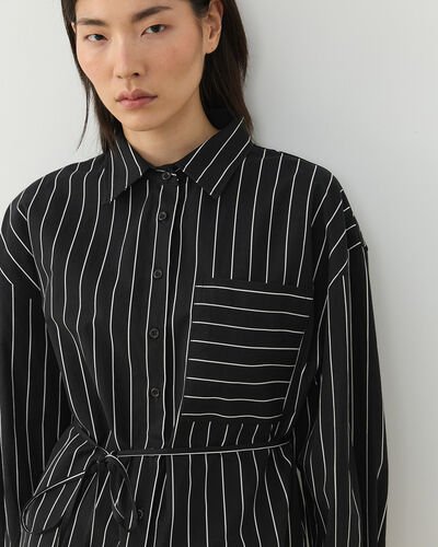 Çizgili Basic Must Gömlek Siyah Çizgili - Aybikestil (1)