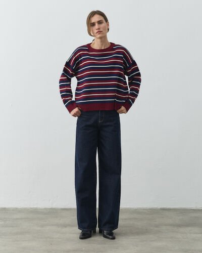 Çizgili Kazak Lacivert - Aybikestil (1)