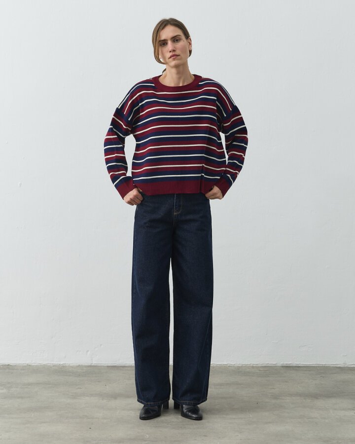 Çizgili Kazak Lacivert - Aybikestil (1)