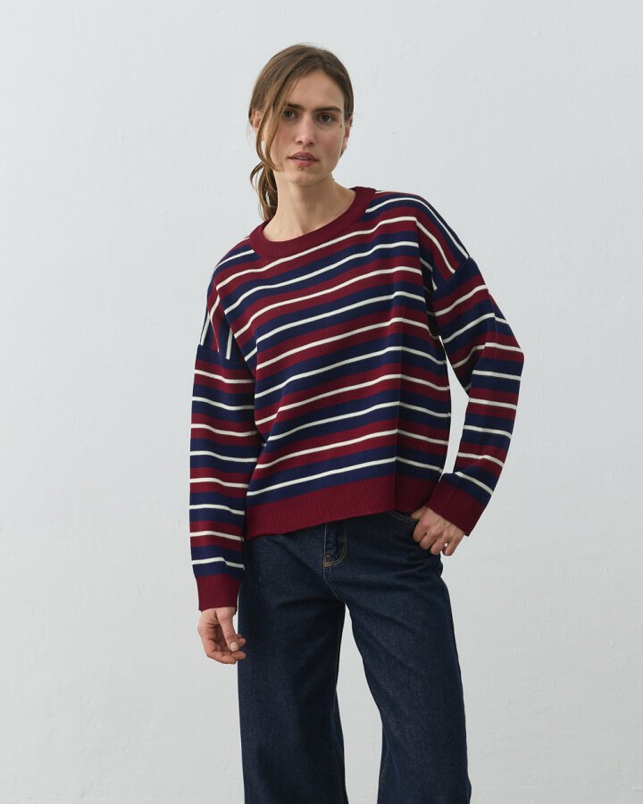 Çizgili Kazak Lacivert - Aybikestil (1)