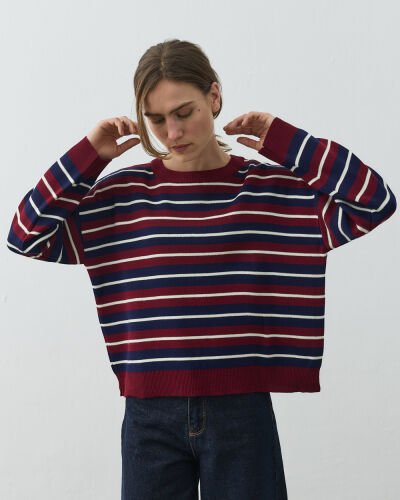 Çizgili Kazak Lacivert - Aybikestil