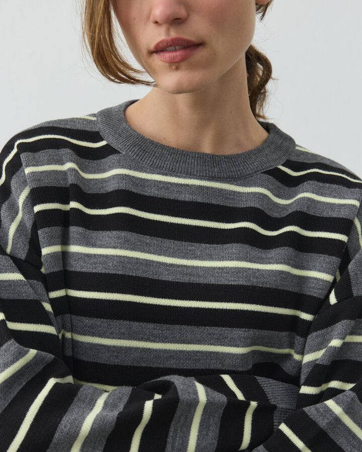 Çizgili Kazak Siyah - Aybikestil (1)