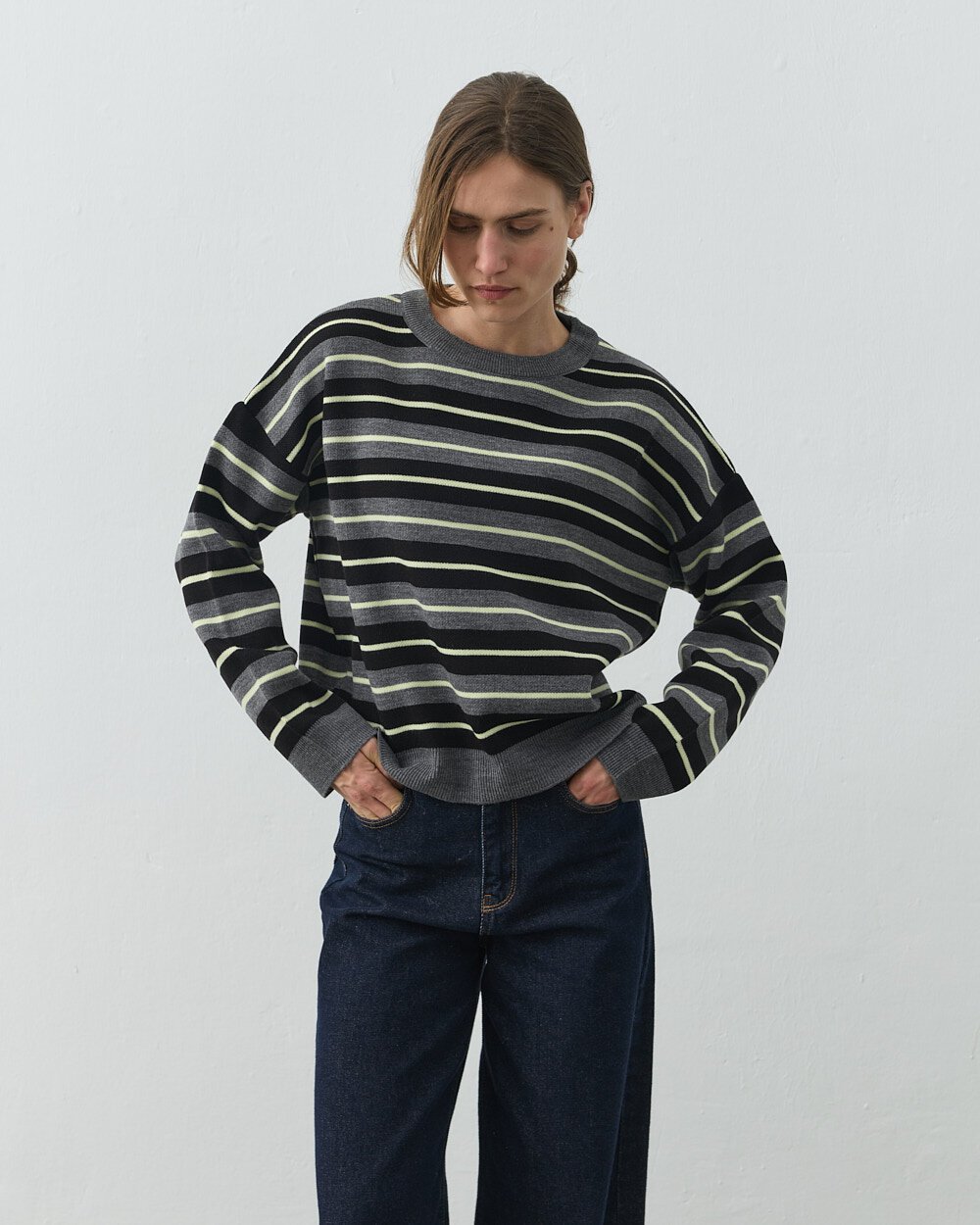 Çizgili Kazak Siyah - Aybikestil