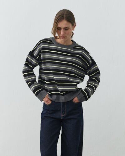 Çizgili Kazak Siyah - Aybikestil