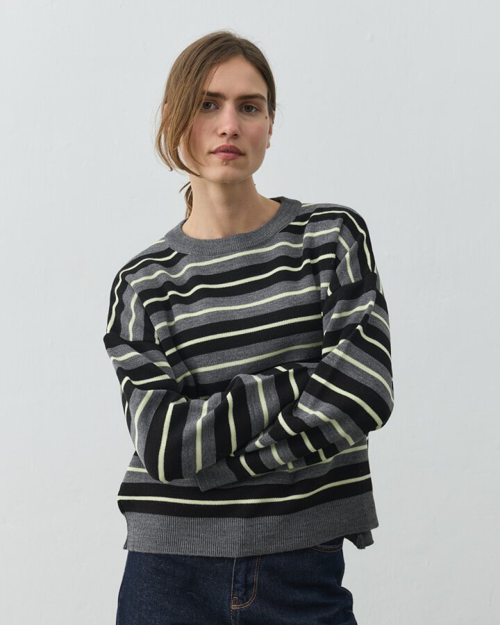 Çizgili Kazak Siyah - Aybikestil (1)