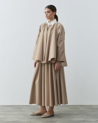 Çok Volanlı Dove Ceket Bej - Aybikestil (1)