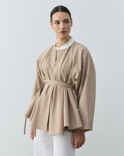 Çok Volanlı Dove Ceket Bej - Aybikestil