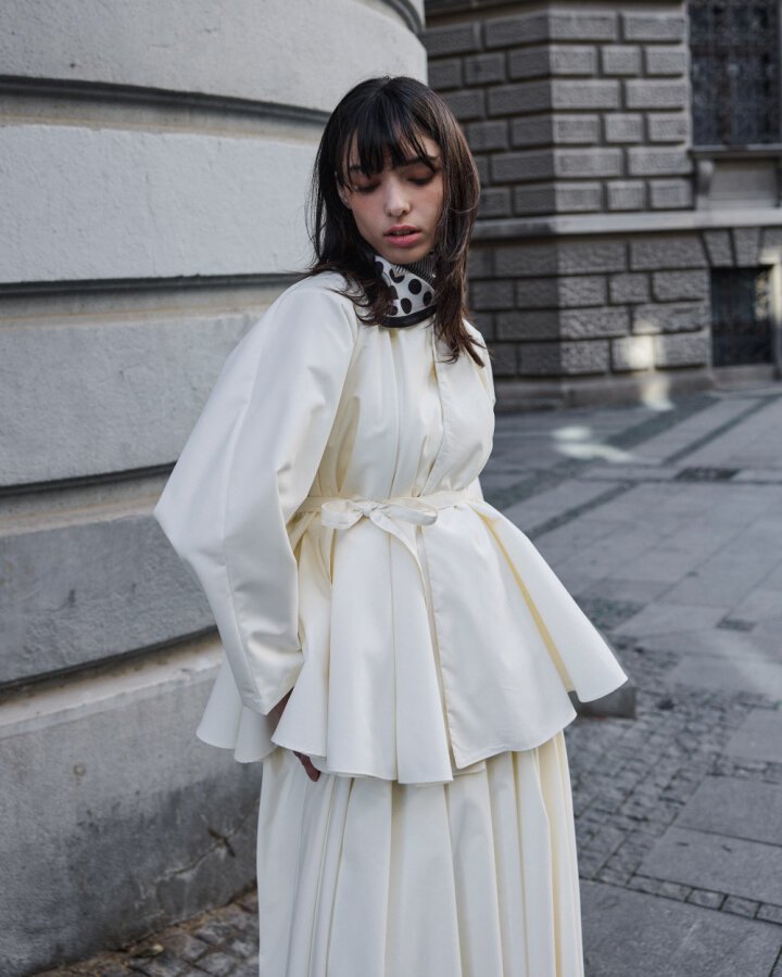 Çok Volanlı Dove Ceket Ekru - Aybikestil (1)