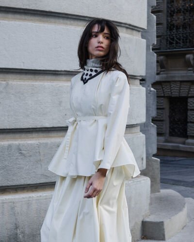 Çok Volanlı Dove Ceket Ekru 