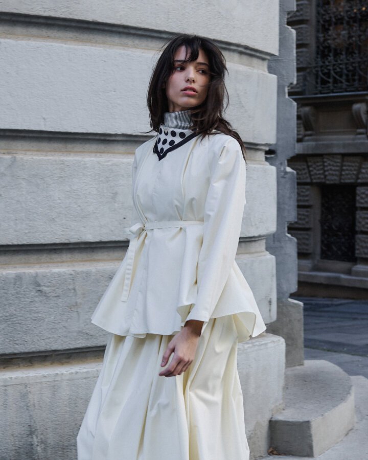 Çok Volanlı Dove Ceket Ekru - Aybikestil