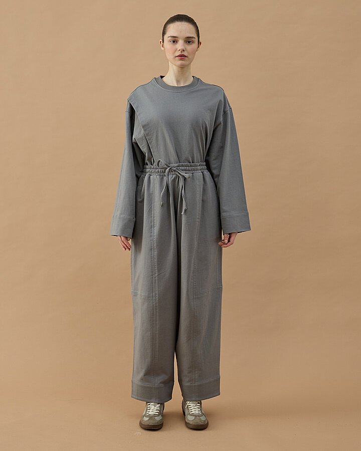 Cotton İki İplik Bol Balon Fit Kesikli Eşofman Altı Gri - Aybikestil (1)