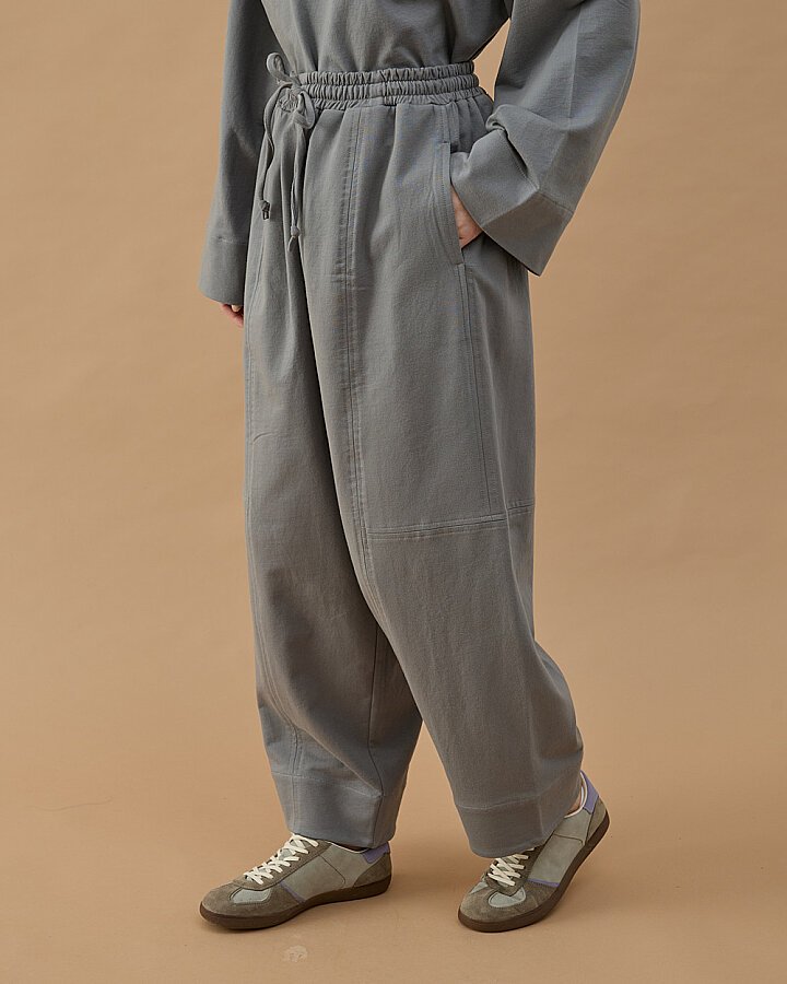 Cotton İki İplik Bol Balon Fit Kesikli Eşofman Altı Gri - Aybikestil (1)