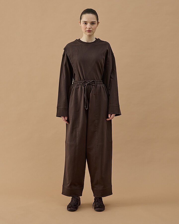 Cotton İki İplik Bol Balon Fit Kesikli Eşofman Altı Kahve - Aybikestil (1)