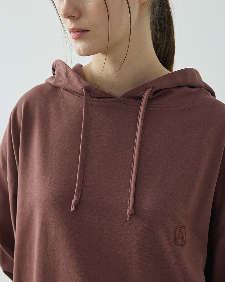 Cotton İki İplik Kapüşonlu Hoodie Sweatshirt Erik Çürüğü - (1)