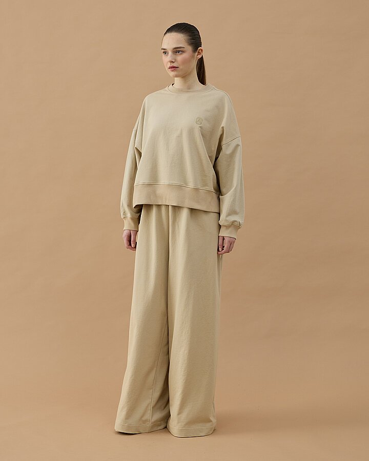 Cotton İki İplik Mini Sweat Bej - Aybikestil (1)