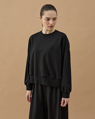 Cotton İki İplik Mini Sweat Siyah 