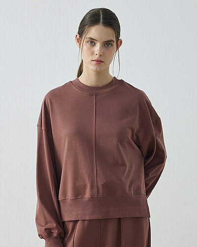 Cotton İki İplik Kesikli Dikişli Kısa Sweat Erik Çürüğü 