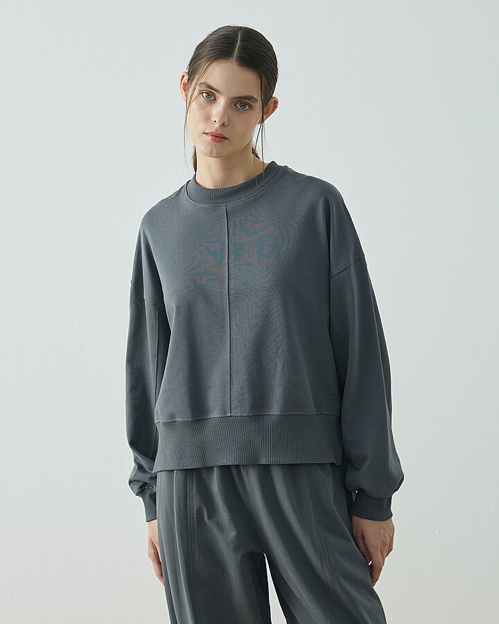 Cotton İki İplik Kesikli Dikişli Kısa Sweat Nefti - Aybikestil (1)