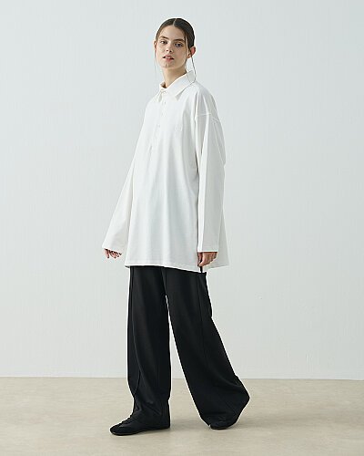 Cotton İki İplik Polo Yaka Sweat Ekru - Aybikestil (1)