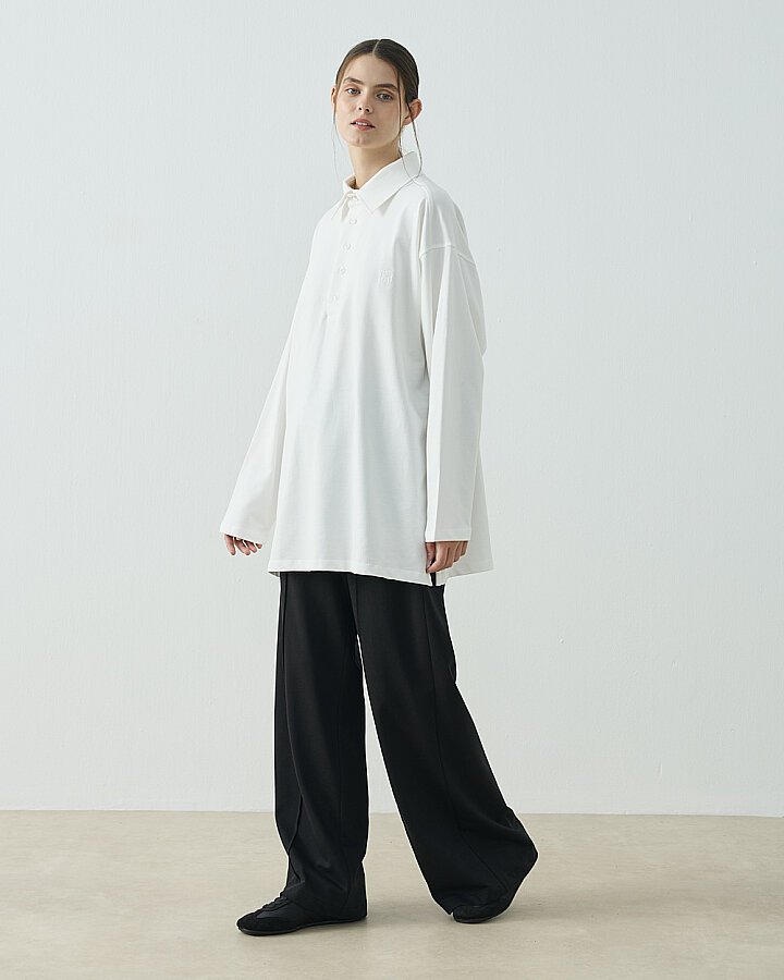 Cotton İki İplik Polo Yaka Sweat Ekru - (1)