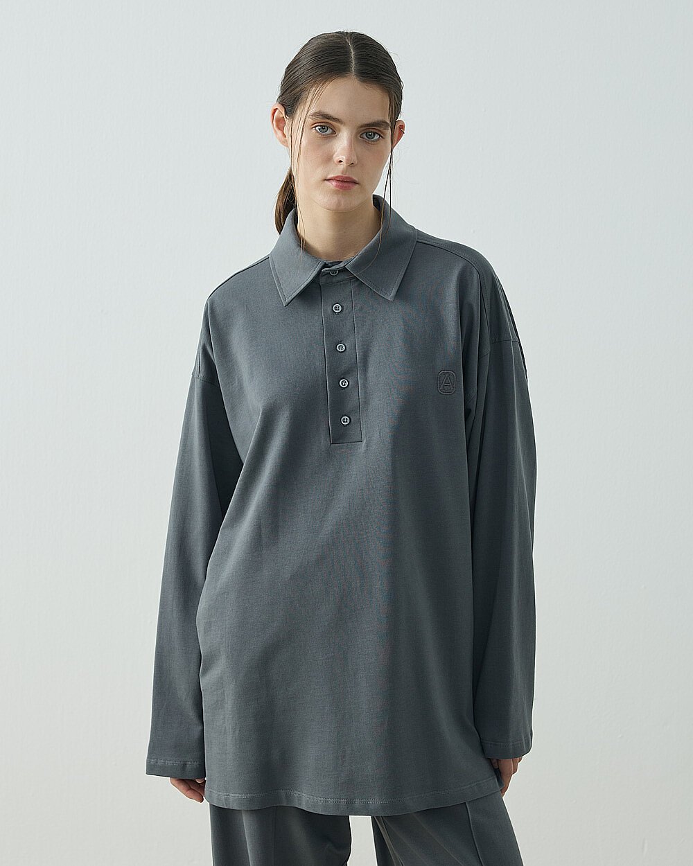 Cotton İki İplik Polo Yaka Sweat Nefti - 