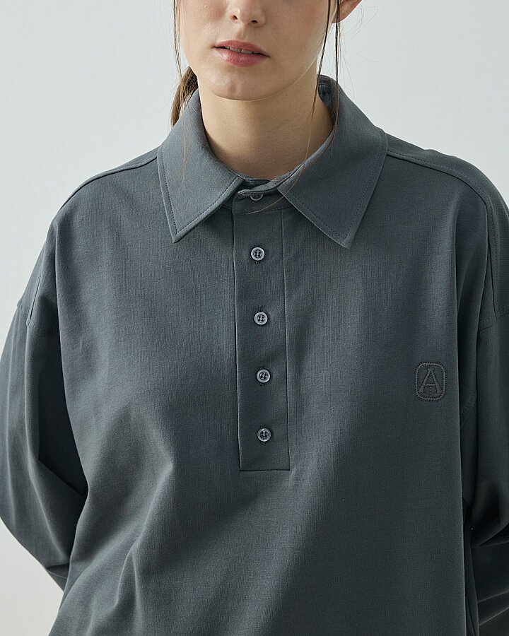Cotton İki İplik Polo Yaka Sweat Nefti - (1)