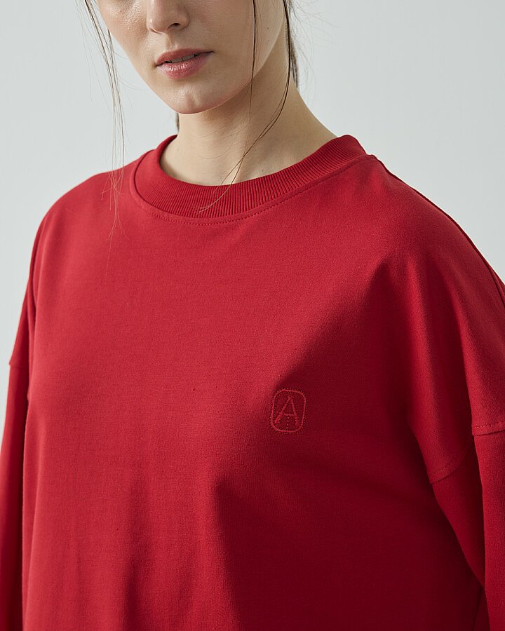 Cotton İki İplik Pure Sweat Kırmızı - Aybikestil (1)