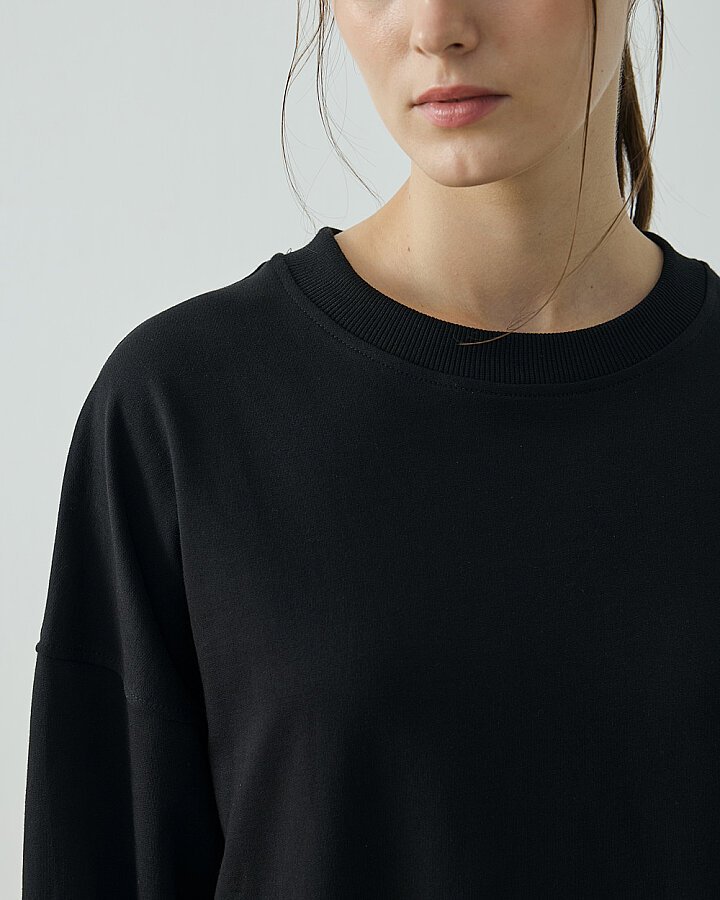 Cotton İki İplik Pure Sweat Siyah - Aybikestil (1)
