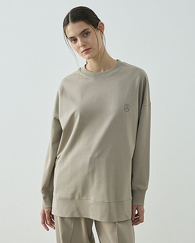 Cotton İki İplik Pure Sweat Taş 