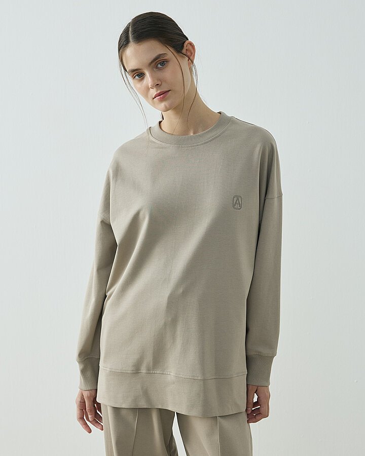 Cotton İki İplik Pure Sweat Taş - Aybikestil