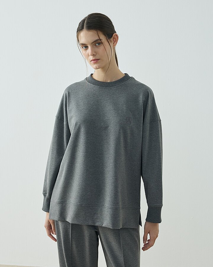 Cotton İki İplik Pure Sweat Ve Straight Fit Nervürlü Eşofman Altı Takımı Antrasit - Aybikestil (1)