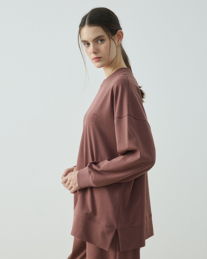 Cotton İki İplik Pure Sweat Ve Straight Fit Nervürlü Eşofman Altı Takımı Erik Çürüğü - Aybikestil (1)