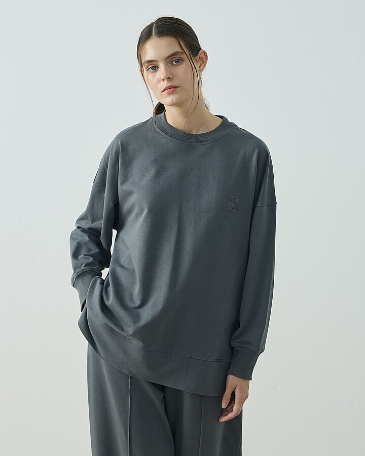 Cotton İki İplik Pure Sweat Ve Straight Fit Nervürlü Eşofman Altı Takımı Nefti - Aybikestil (1)