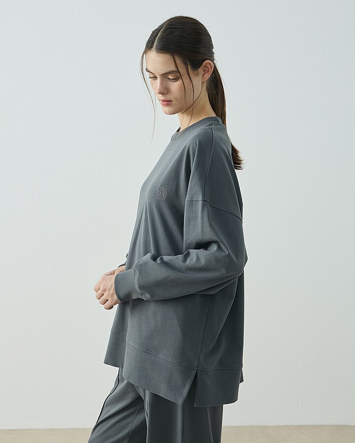 Cotton İki İplik Pure Sweat Ve Straight Fit Nervürlü Eşofman Altı Takımı Nefti - Aybikestil (1)