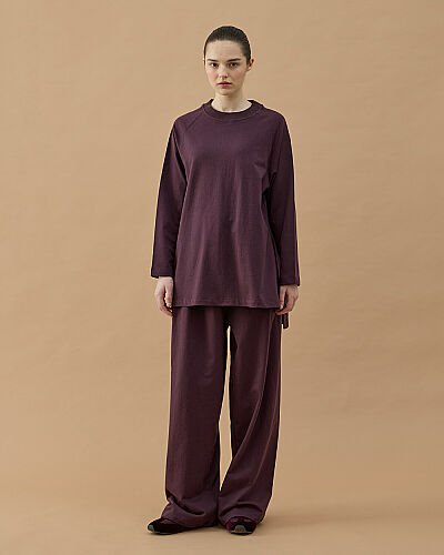 Cotton İki İplik Relax Takım Mürdüm 