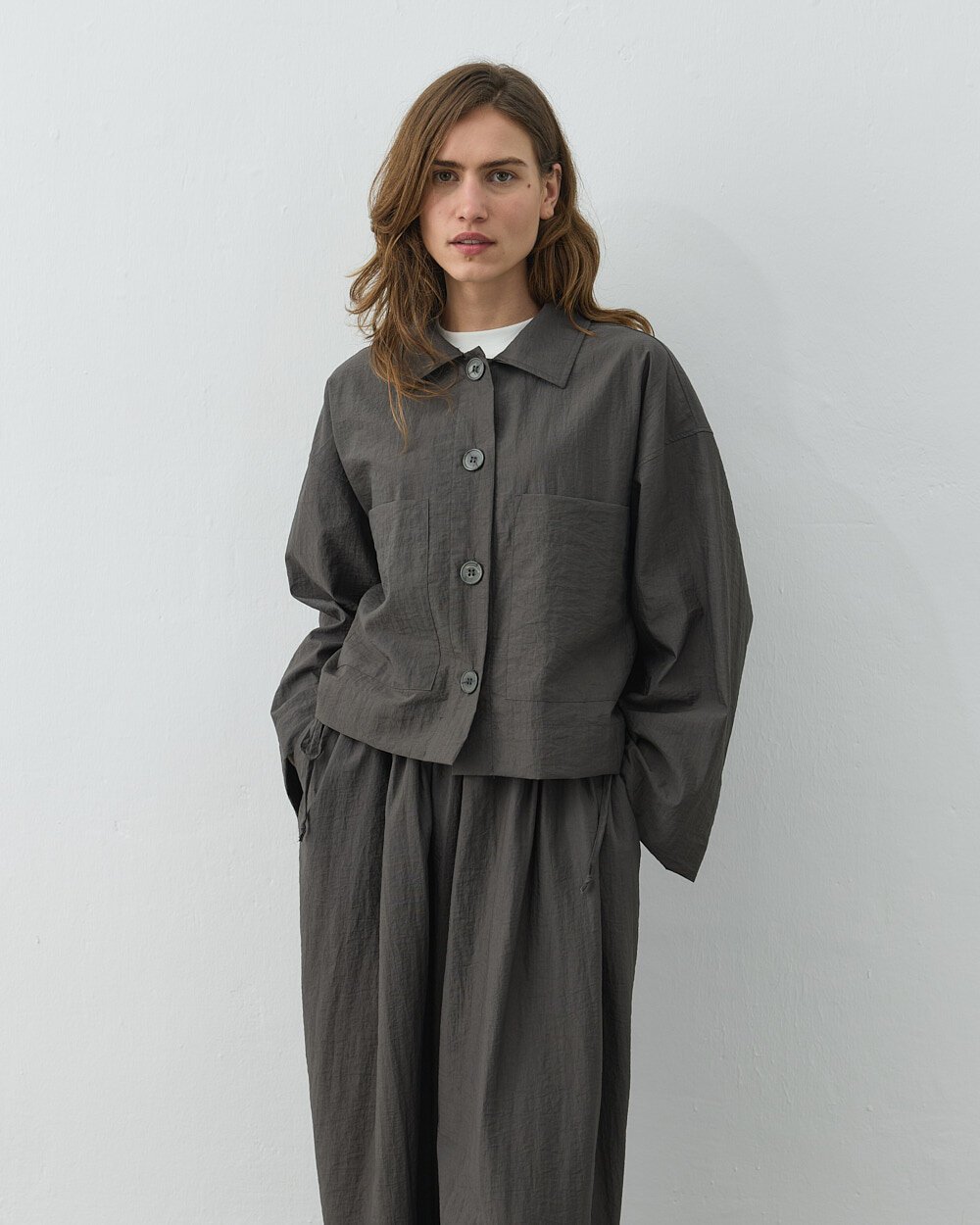 Crash Cepli Kısa Gömlek Antrasit - Aybikestil