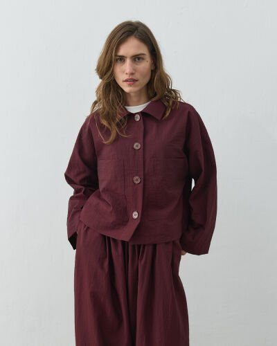 Crash Cepli Kısa Gömlek Bordo 